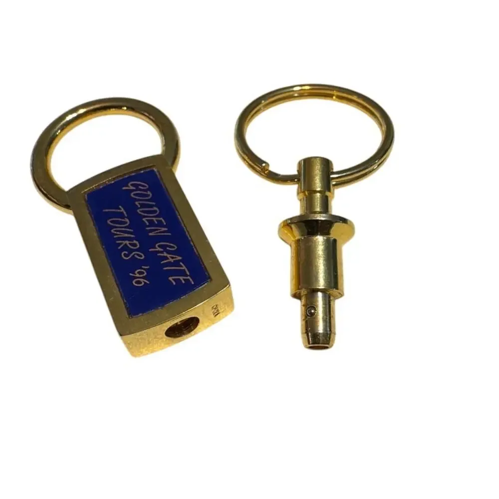 Golden Gate Tours 1996 Snap-Apart Keyring Gold Tone Blue Inset Vintage